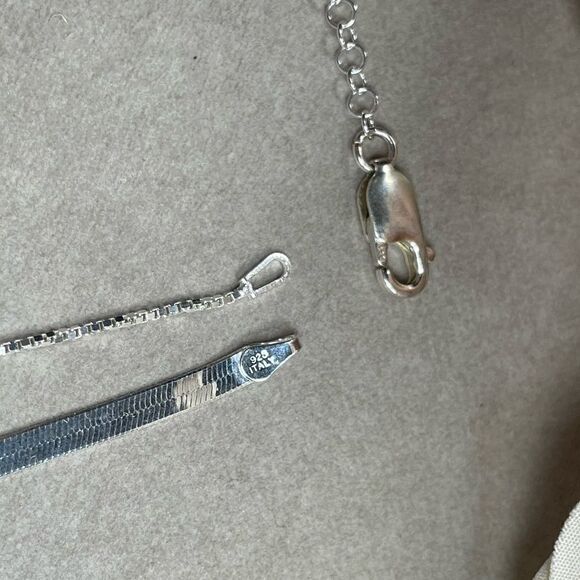 NEW Set  925 Sterling Silver Herringbone Snake Box Chain + Extender Necklace - Picture 11 of 14